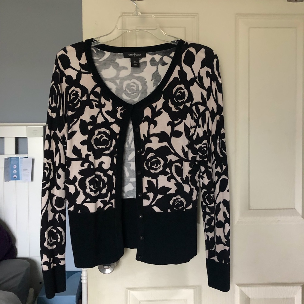 white house black market floral cardigan